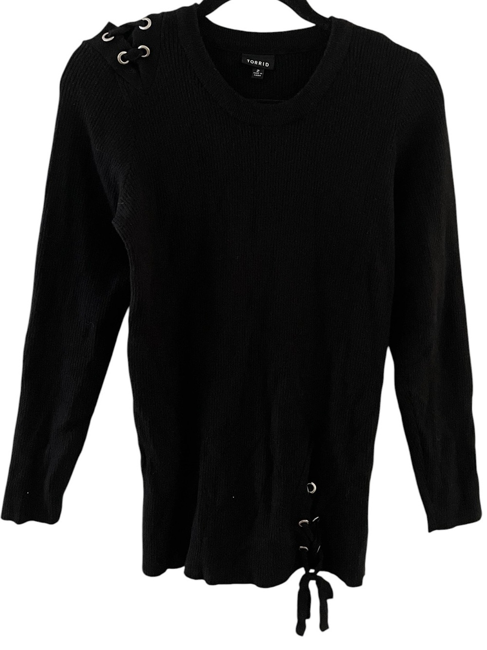 Torrid Tight Knit Ribbed Pullover Sweater Black Long Sleeve women’s 2XL plus